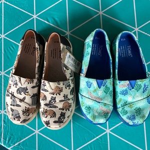 Toms kids shoes raccoon ocean 12 12.5 slip on shoes boys girls